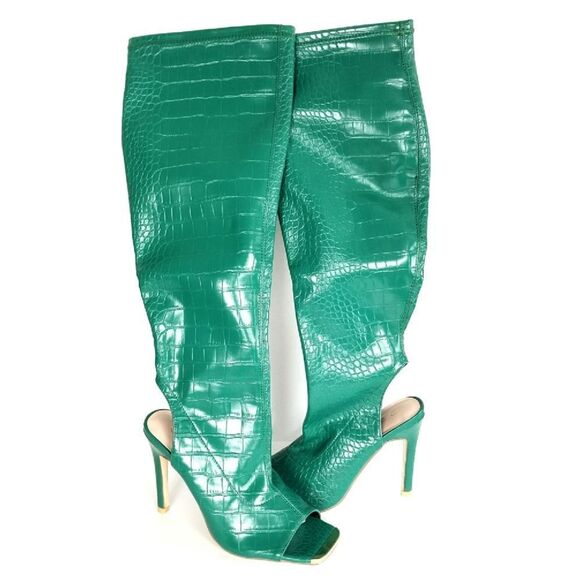 Fashion Nova Green Over the Knee Boots - Picture 2 of 8